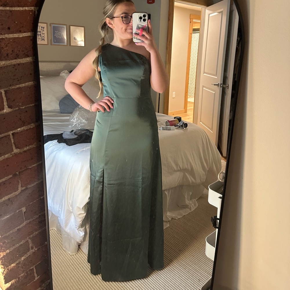 Green Satin Bridesmaids Dress